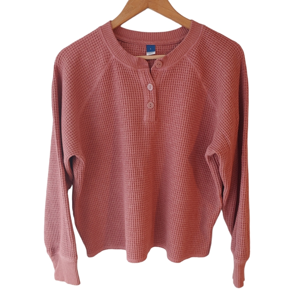Old Navy Mauve Long Sleeve Thermal Shirt Size Large